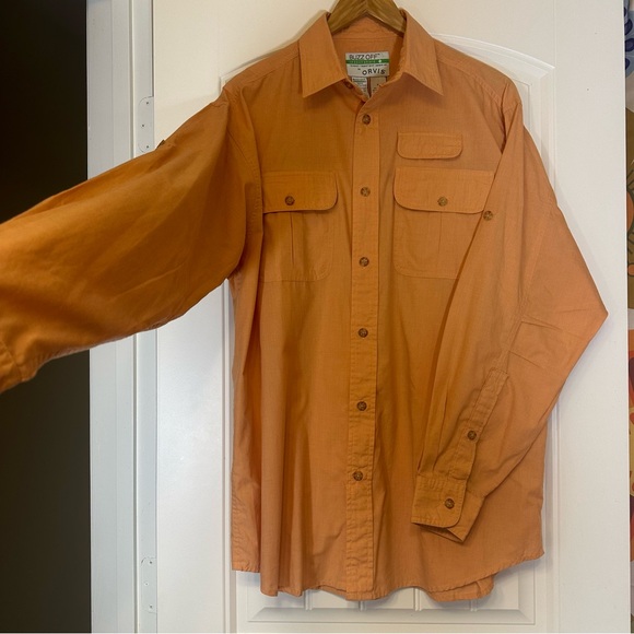 Orvis Buzz Off Insect Shield Button Down, Orange, Men’s size M - Picture 1 of 4